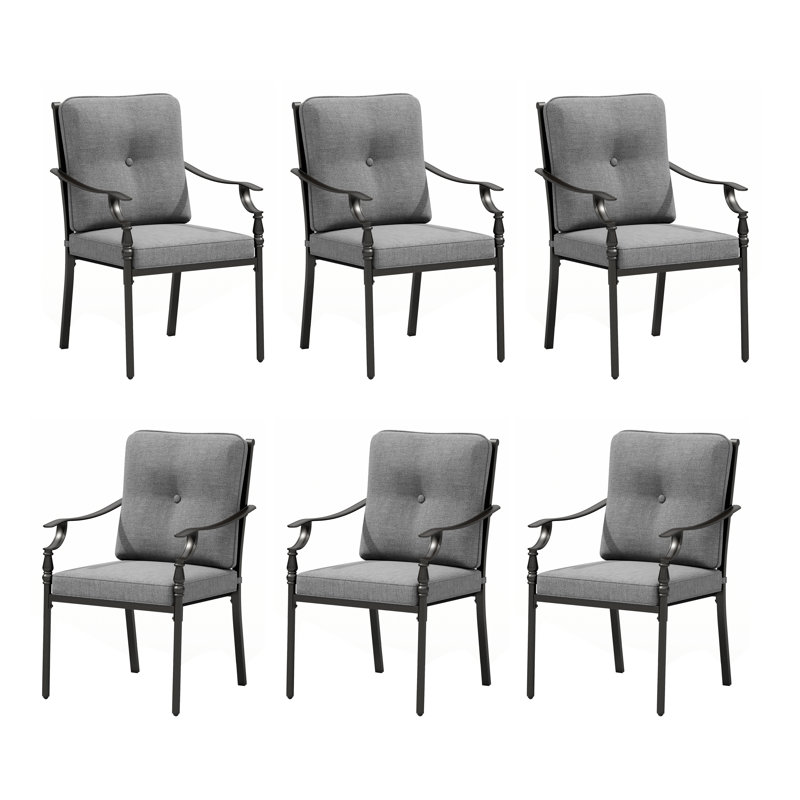 Chaises de salle à manger d'extérieur avec coussins (ensemble de 6)
