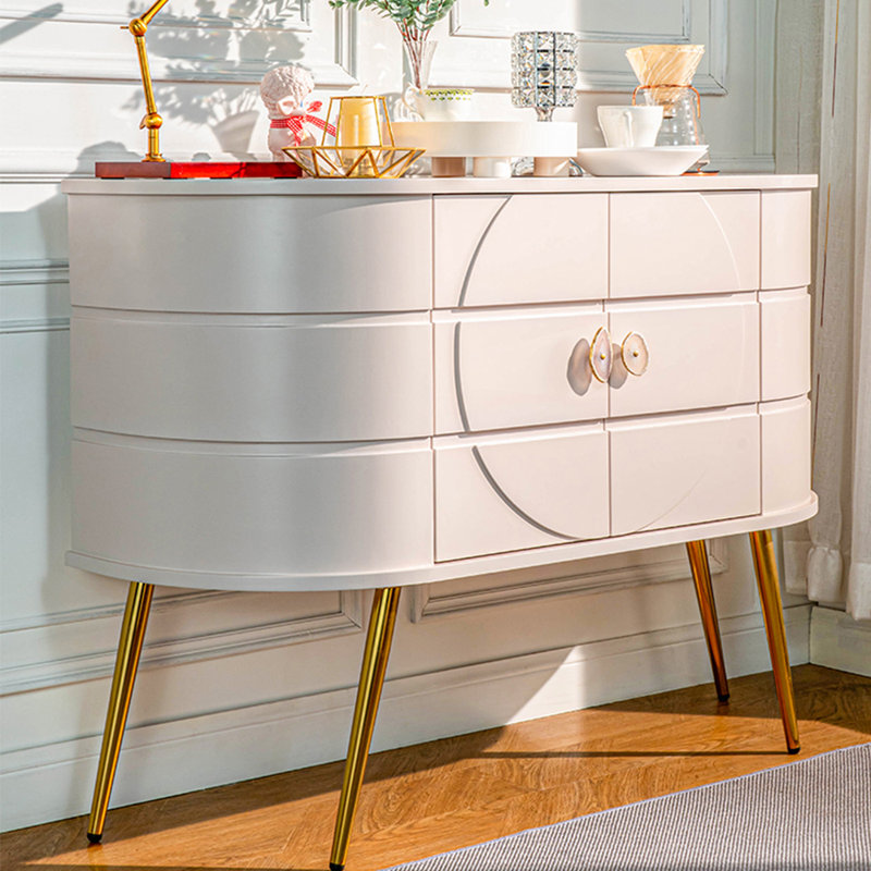 Solid wood semi-round pink storage cabinet