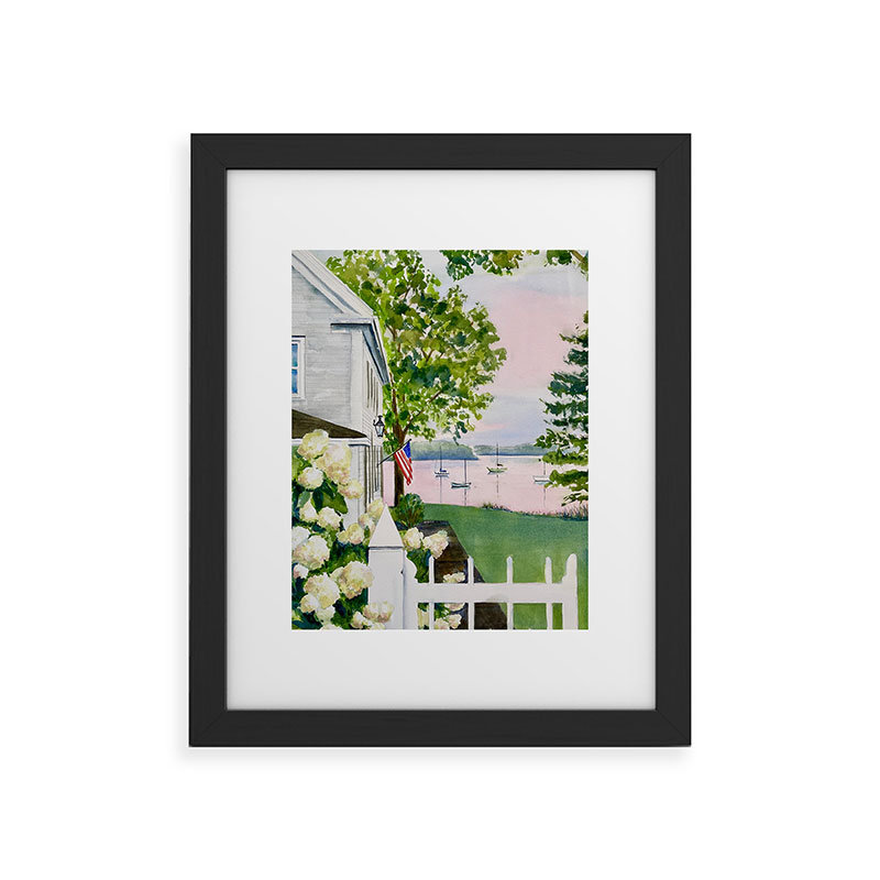 Laura Trevey, New England Hydrangea, reproduction d'art encadrée, H 10 po x l 8 po, Noir