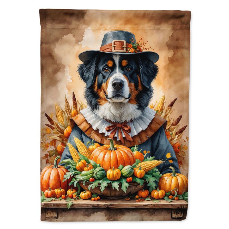 Thanksgiving Garden Flag, Bernese Mountain Dog