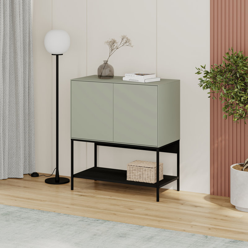 Accent Chest, Modern Console Table  Ash Green - Black Wood