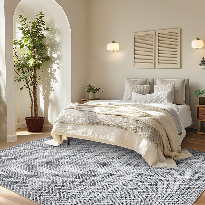 Tapis rond lavable Boho, Grey, 10*13