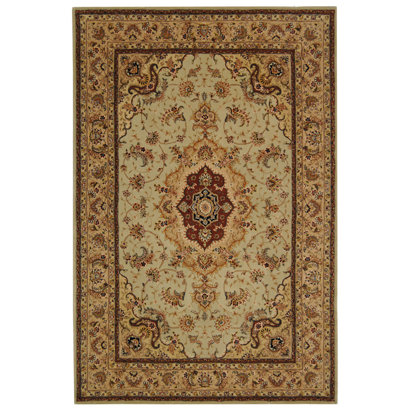 Persian Court Silk & Wool Pile Rug, 6' x 9'