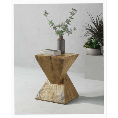 Dayamir Transitional Fibre Concrete Top End Table in Natural Oak
