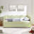 Full Size Cozy Gingham Daybed with Two Storage Drawers, with USB Port and Adorable Wave Shaped, Linen Fabric-633162983-633162980