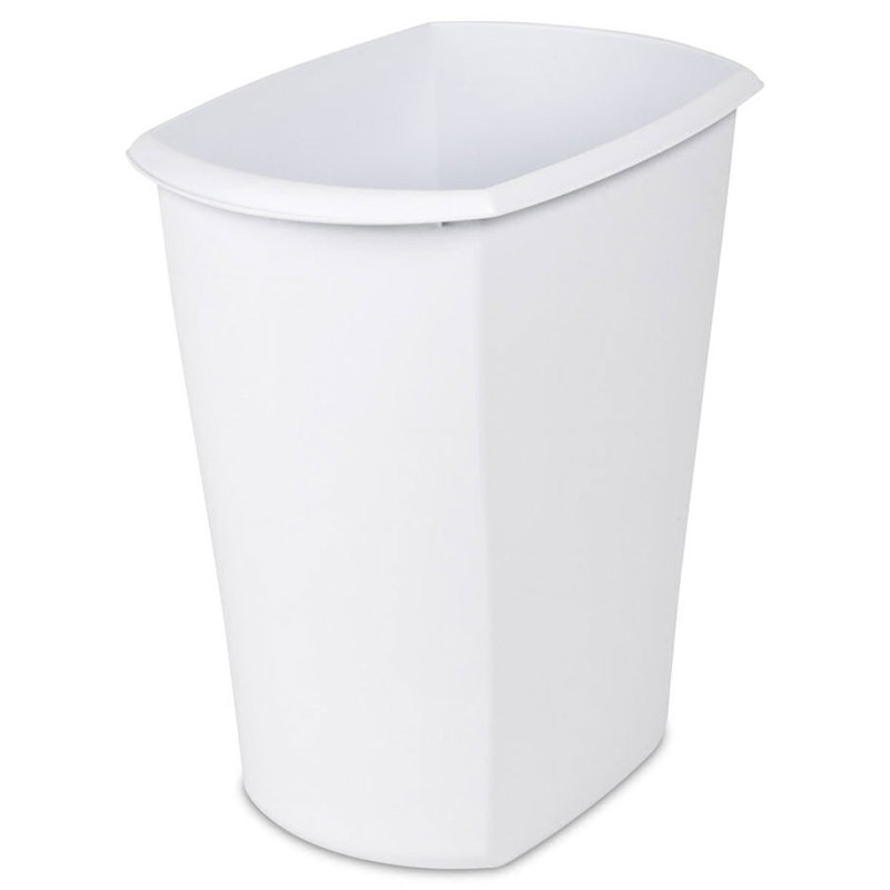 Sterilite White Ultra Plastic Wastebasket Trash Can, 15.87'' H x 10" W x 15" D, 12