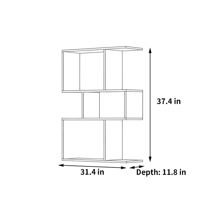 Bibliothèque créative et tendance, (3 tablettes) H 37,4 po x l 31,4 po x P 11,8 po 