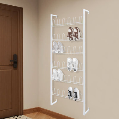 6-Tier Wall-Mounted Shoe Rack - Holds 18 Pairs Of Shoes (27.56" W X 70.87" H X 7.09" D)