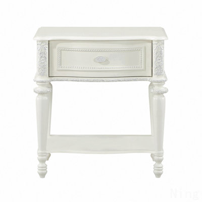 Ivory Finish Nightstand With 1 Drawer