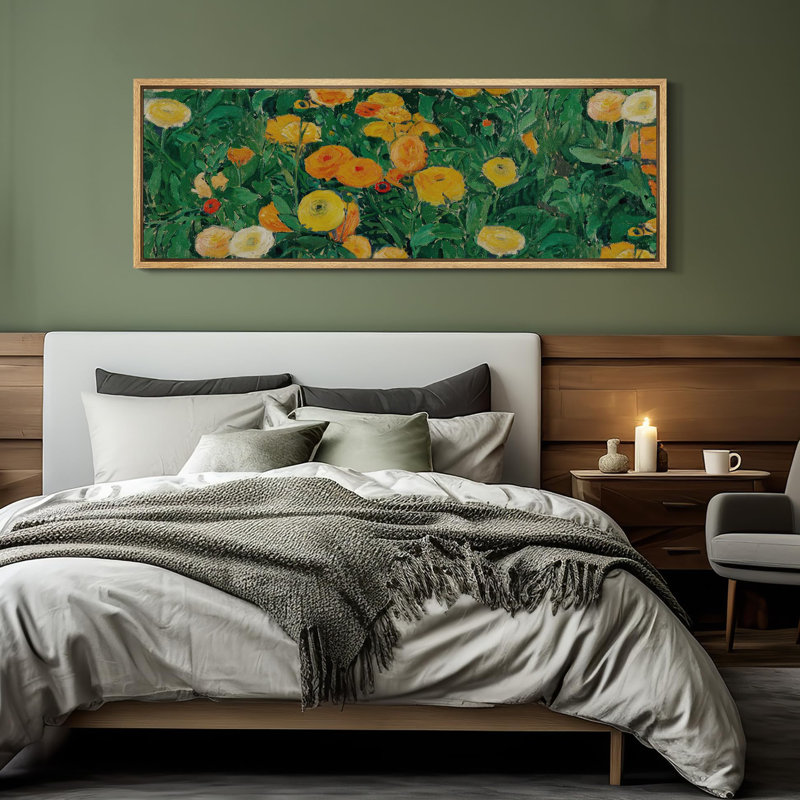 «Vibrant Wildflower», reproduction encadrée botanique, H 20 po x l 60 po, Naturel