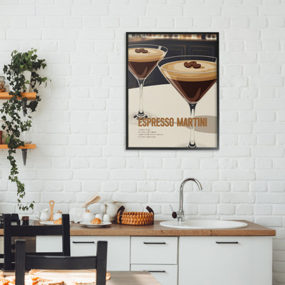 Sleek Modern Espresso Martini Framed Giclee, design by Andreas Magnusson