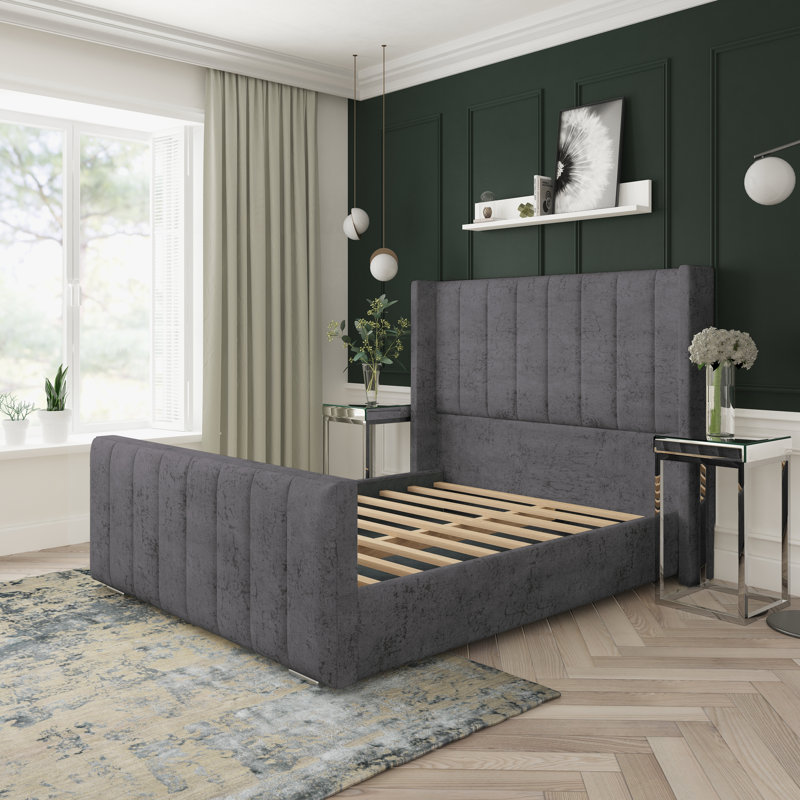 Willow Marble Upholstered Bed Frame, Armour, Double (4'6)