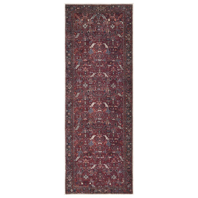  Washable Non-Slip Rug - Burgundy Traditional Bordered Area Rug for Living Room, Bedroom, Dining Room, and Kitchen