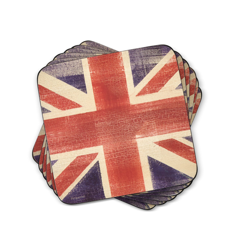 Pimpernel Union Jack Flag Coasters 4"X 4"