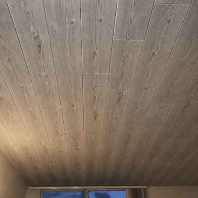 Panneaux/planches/dalles décoratifs à coller soi-même pour plafond - 39,3 po x 6,5 po (beige rustique)