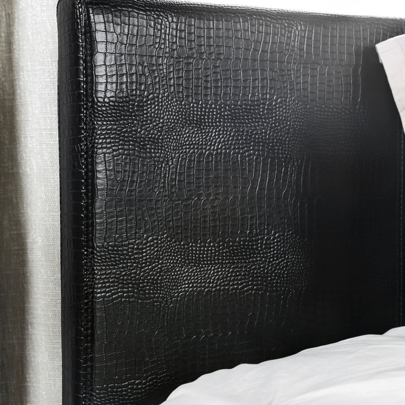 Morgana Vegan Leather Platform Bed, Black, Queen