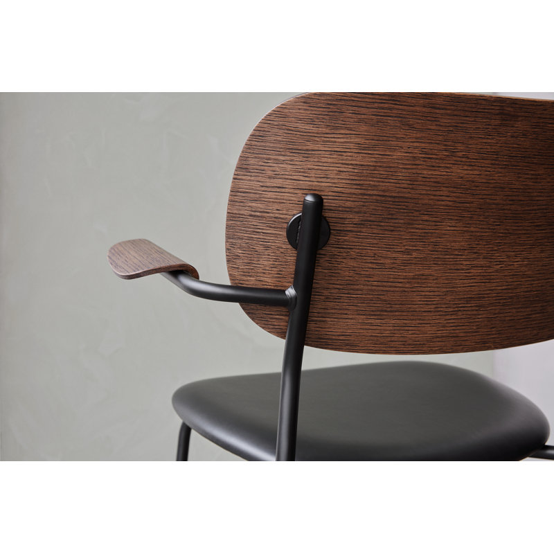 Co Upholstered Arm Chair, Bouclé 02 Acrylic, Dark Stained Oak, Chrome