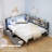 Corner Bed Frame With 2 Underneath Drawers And Storage Bookcase,Daybed With Charging Station And LED Light-124579273-124569295