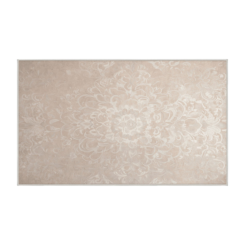 Machine Washable Beige Area Rug GSIX03708, Rectangle 2' x 3'