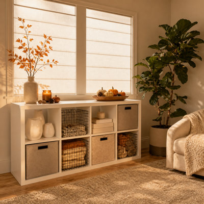 Roman Shades Top Down Bottom Up Blackout Linen Beige Cordless Living Room