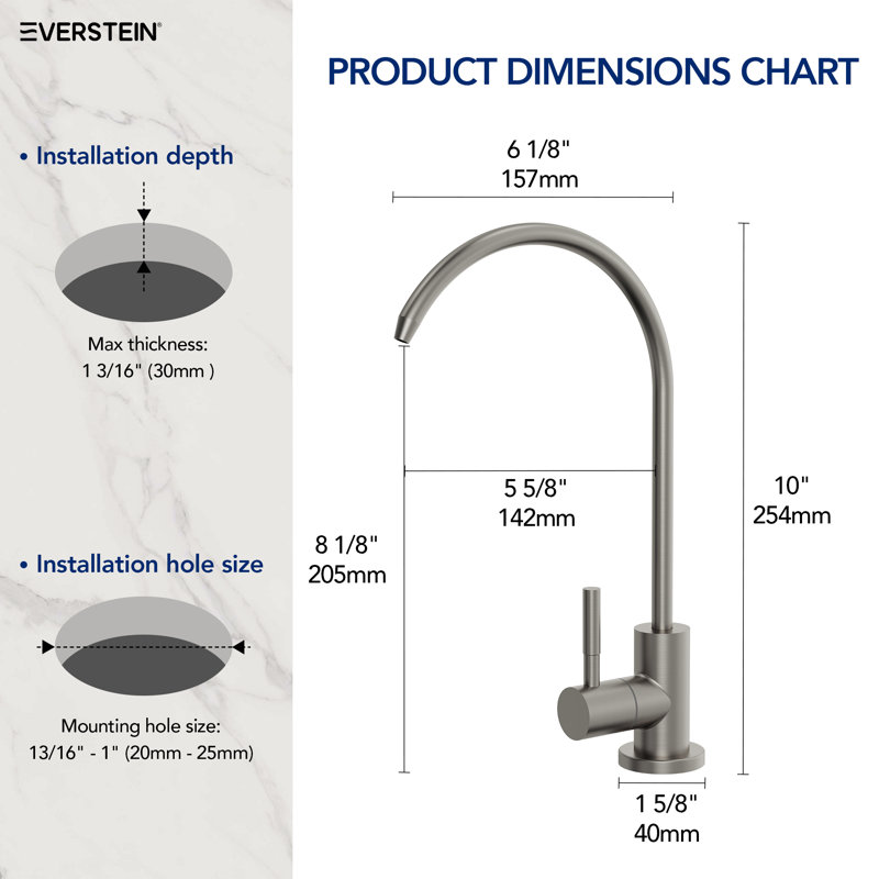  Drinking Water Filter Faucet for Reverse Osmosis, Single-handle Beverage Faucet with Swivel Spout, Brushed Nickel
