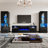 Bhhatu Anello Highgloss Fireplace Entertainment Center Set, 80''Fireplace TV Stand, 2 Bookcases,Black-1903277600-1899678753