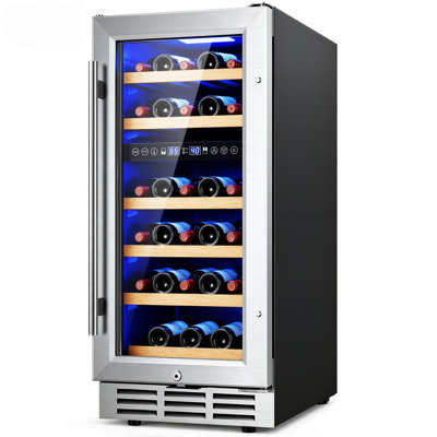 Wine Cellar, 15 In Compressor Wine Cooler With Dual Zone, Built-In Or Under Counter, 41-64°F Digital Touchscreen, Triple-Layer Glass, Wine Fridge In Cabinet
