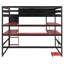 Wood Loft Bed with Integrated Desk and RGB Lighting System-1754451836