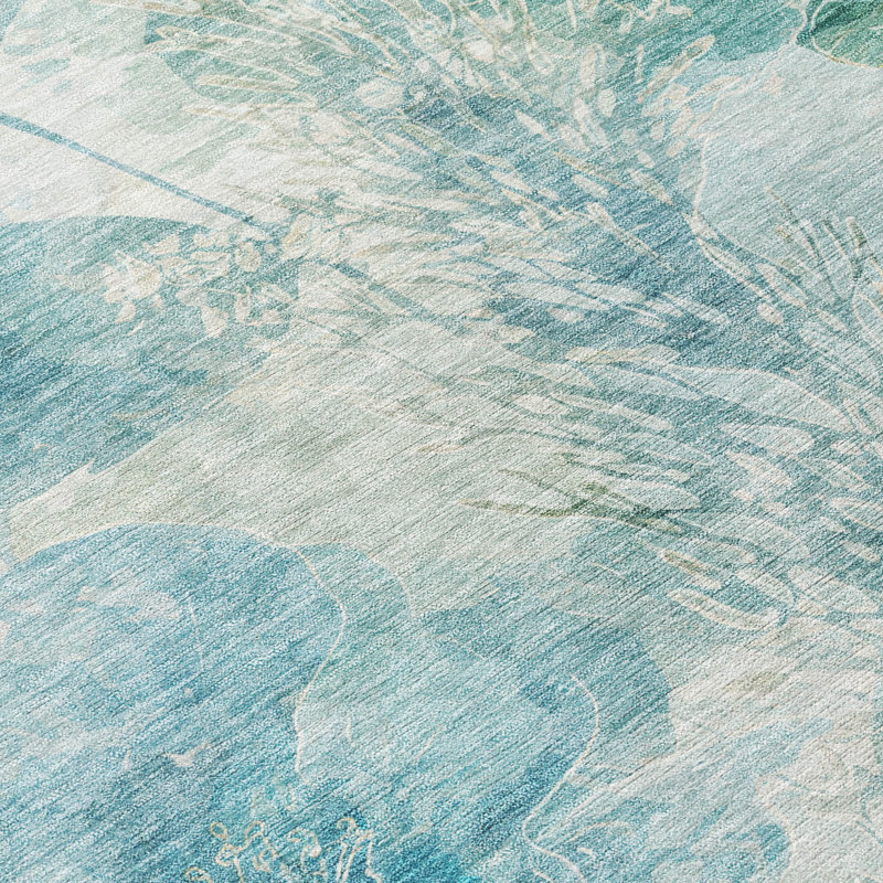 Machine Washable Indoor/Outdoor Chantille ACN2890 Floral Rug, Teal, 3' x 5'