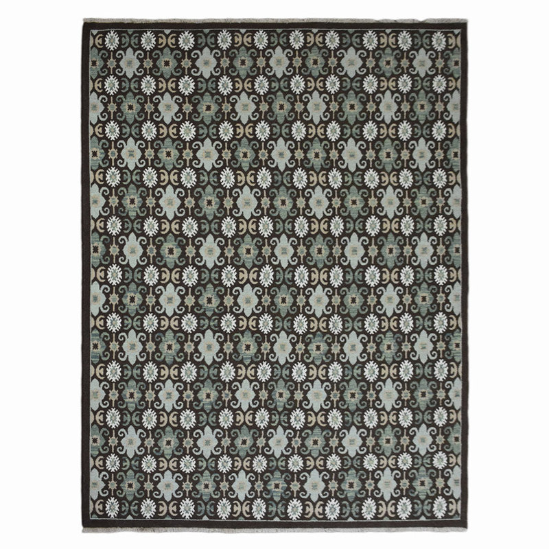 Tapis d'intérieur oriental multicolore en laine noué à la main