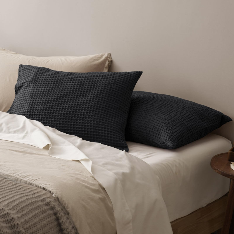 PHF Ultra Soft Waffle Weave Pillow Shams, No Insert, 2 Pack Breathable & Skin-Friendly Pillow Cases, Stylish Decorative Bed Pillow Cases Covers