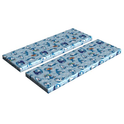 Sea Animals Bench Cushion Set Of 2, Seal Pup Aquatic Wildlife Friendly Hugging Water Bubbles, Standard Size Foam Pad And Decorative Cover, Blue White -  East Urban Home, D7F60A31390246C2A5CFB81F2C38A4DF