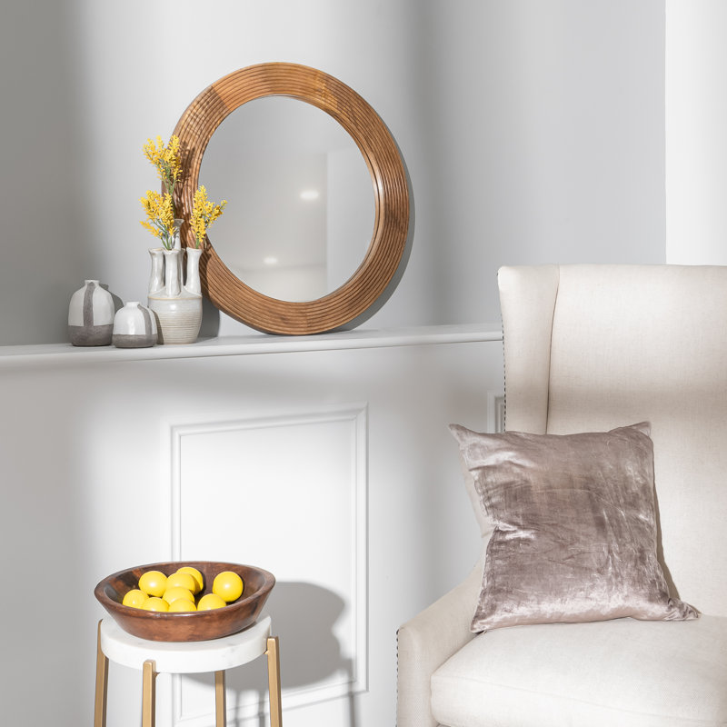 Marcellius Wood Round Wall Mirror