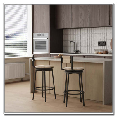 Bar Stools Swivel Counter Chairs with Metal Frame