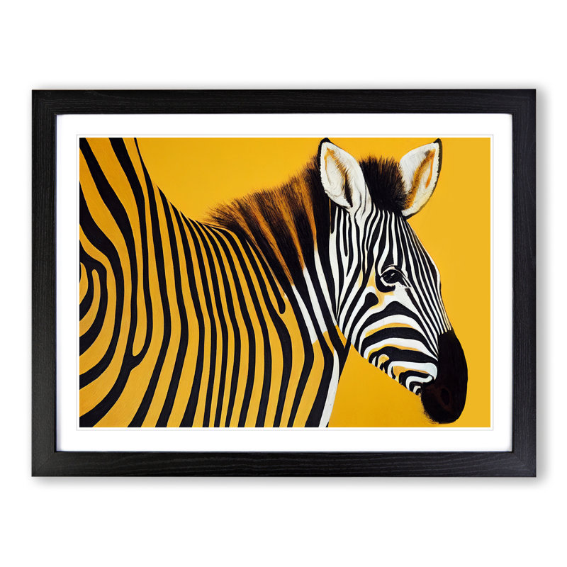 Zebra Vol.2 - Single Picture Frame Painting, 46cm H x 64cm W x 2cm D, Black