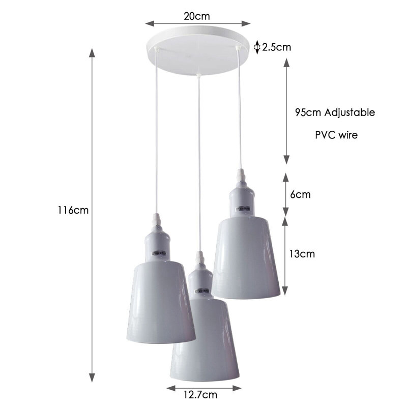 3 - Light Silver Cluster Pendant, White