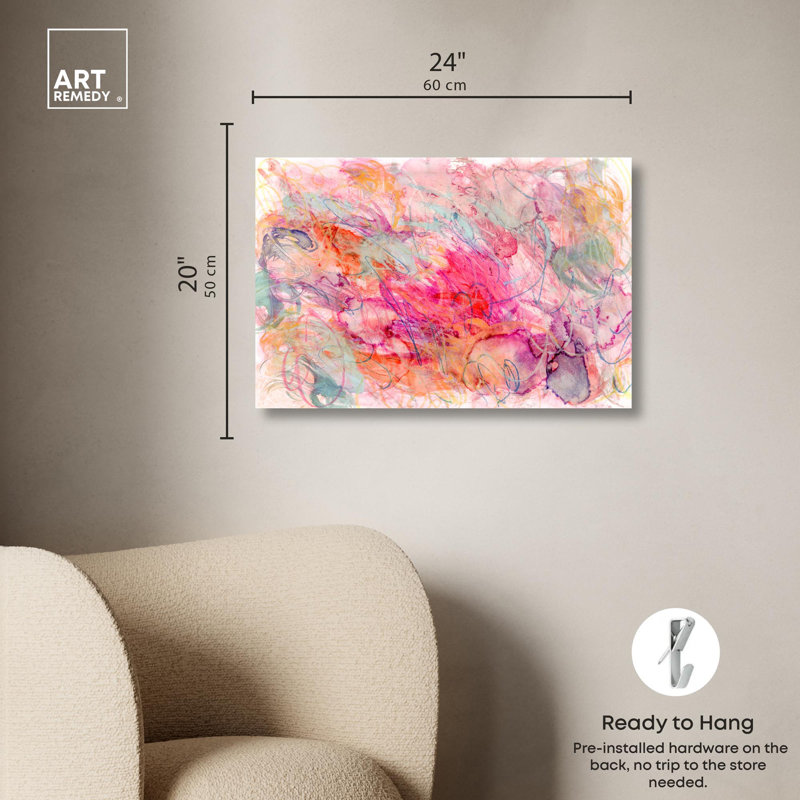 «Montauk In The Summer», toile pastel abstraite, art apaisant par Art Remedy, Toile tendue, H 30 po x l 36 po