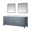 Meuble-lavabo double bleu marine l 84 po x P 22 po, comptoir en marbre de Carrare et miroirs 34 po-2085769228