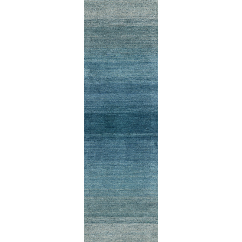Linear Glow Ombre Wool Hand Woven Area Rug, Runner 69 x 229cm