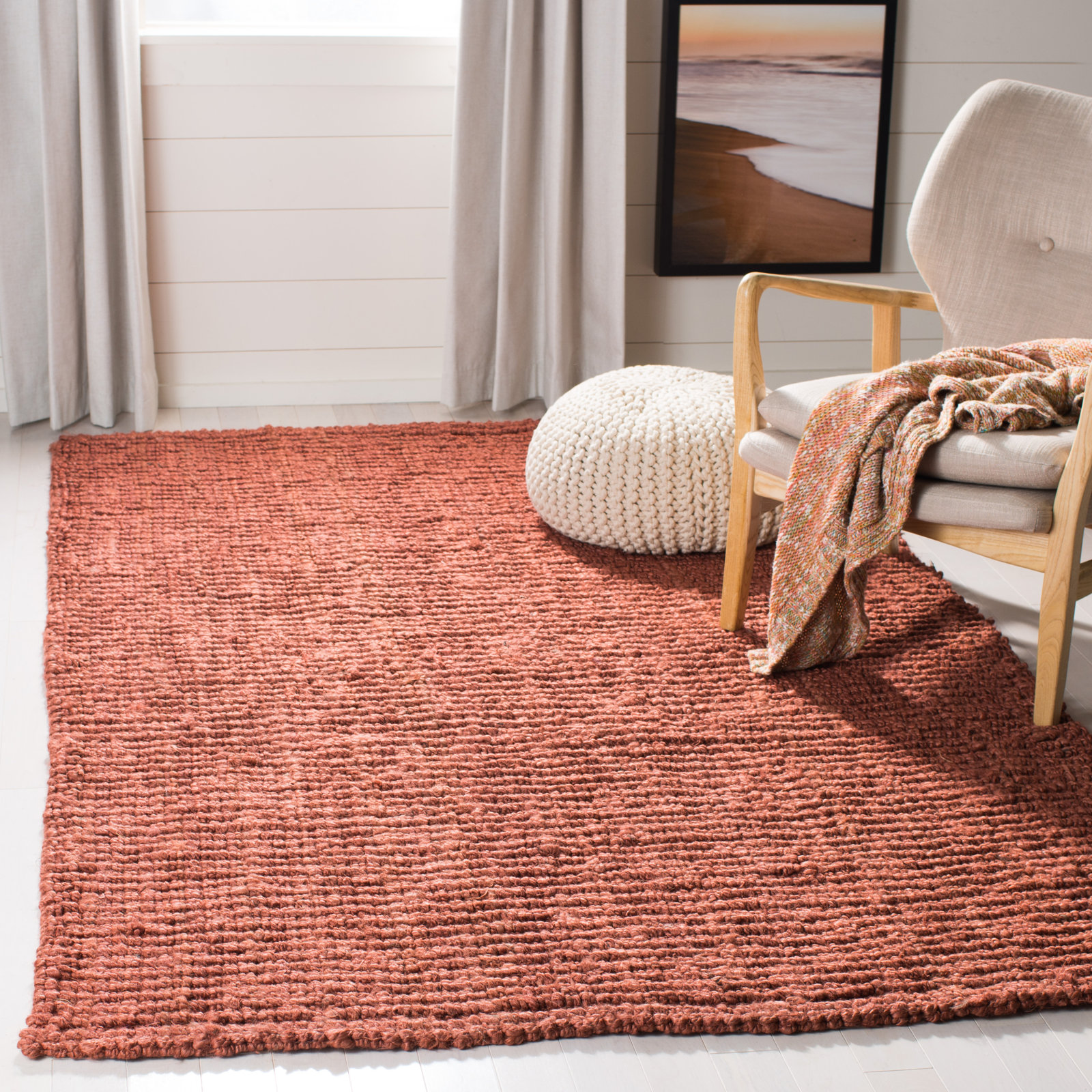 Alda Natural Hand-Woven Jute Rug, Rectangle 6' x 9'