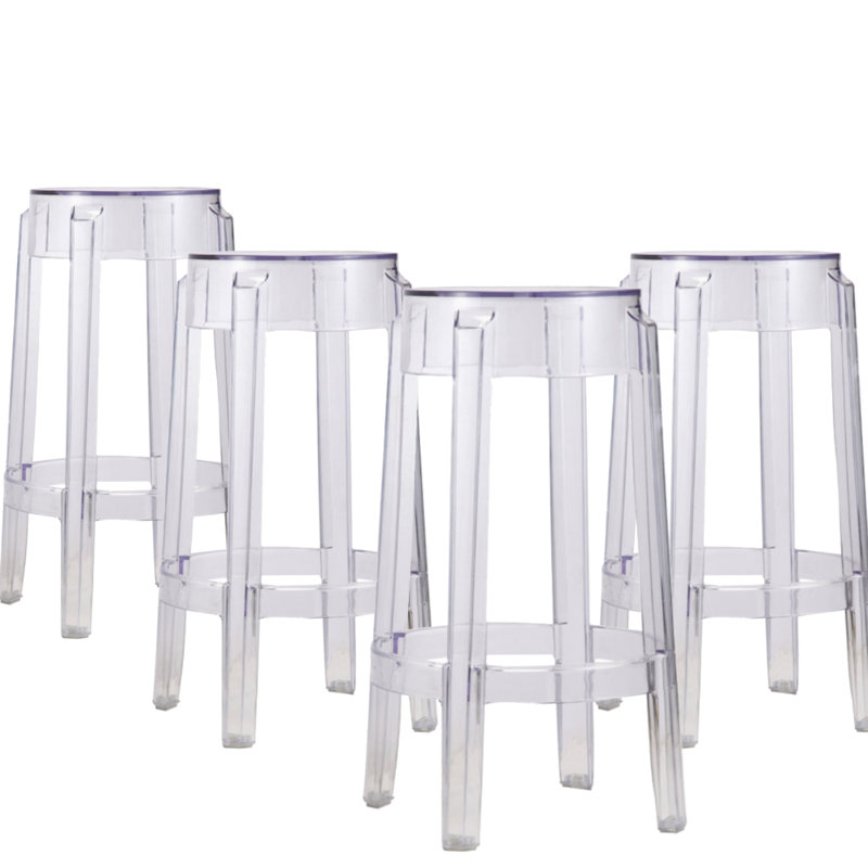 Raqr Clear Round Stool, Bar Stool (30” Seat Height)