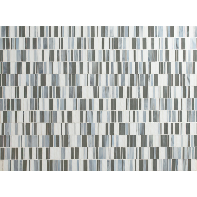 Rietto Circuit Blue 12 in. x 12 in. Glossy Glass Mosaic Wall Tile, Circuit Blue