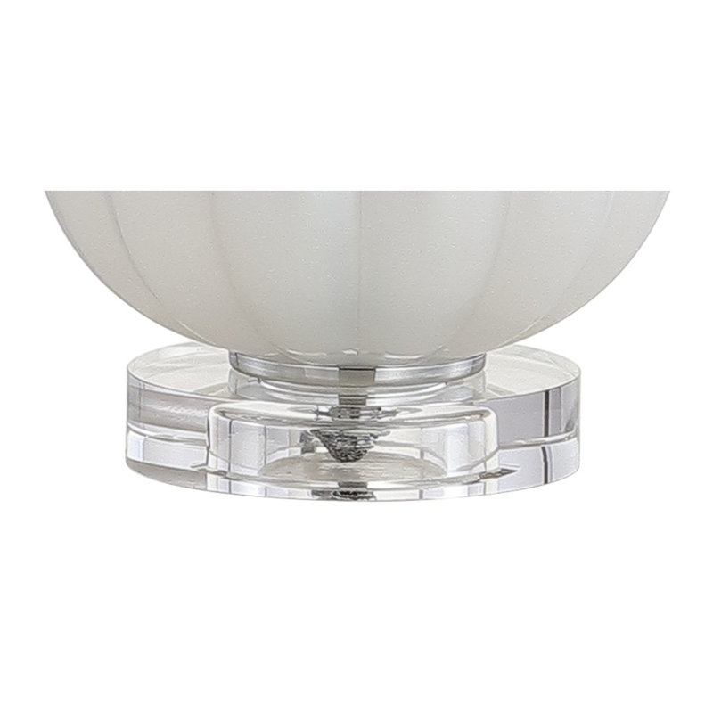 Haas 17.5" Glass/Crystal LED Table Lamp, White/Chrome