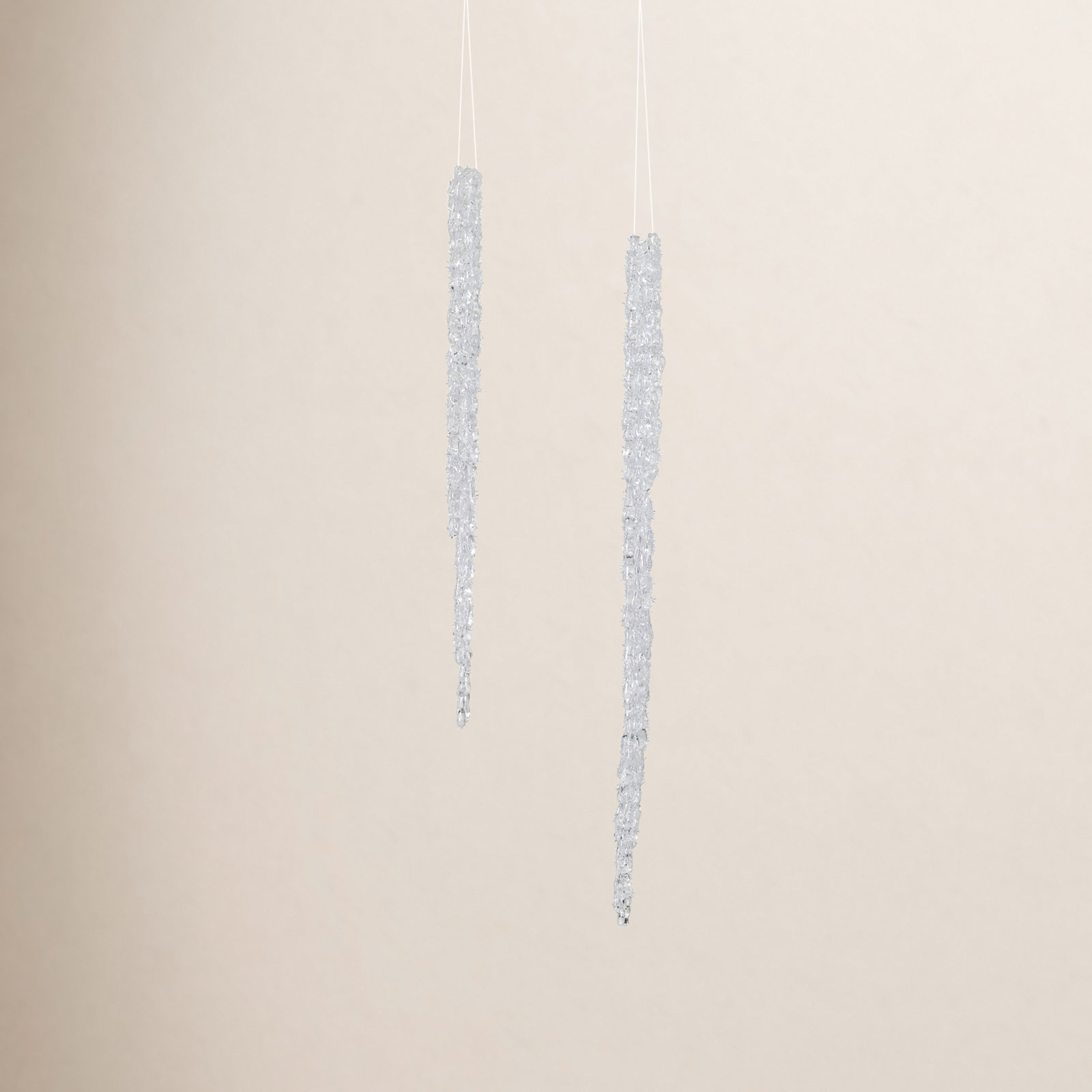 18" & 24" Christmas Oversized Icicle Ornaments Set of 2, White
