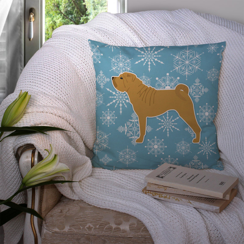 Winter Snowflakes Indoor/Outdoor Throw Pillow, 14" H x 14" W x 3" D