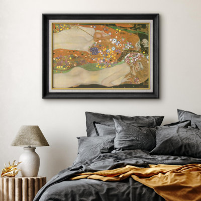 Famous Artwork " IDEA4WALL Premium Framed Wall Art Water Serpents II by Gustav Klimt Nature Abstract Oil Painting Fine Art Traditional Scenic Colorful Ultra for Living Room, Bedroom, Office " Graphic Art Print