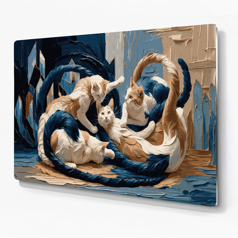 «Cats Colorpoint Shorthair», art mural en métal gris, H 11 po x l 14 po