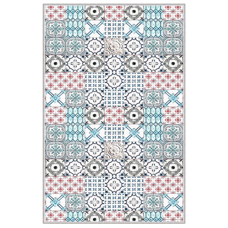 Tapis rouge / vert / blanc en polyester tissé à la machine 1 pi 8 po x 2 pi 7 po Amott