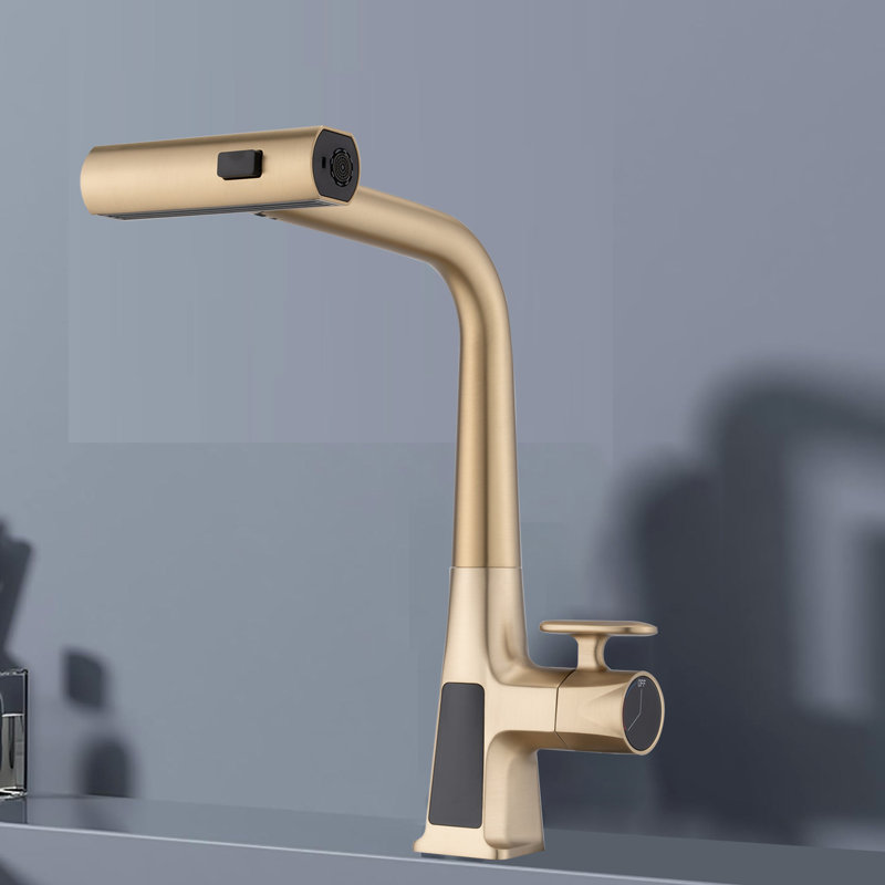 Robinet de cuisine avec capteur de température et fonction de tirage