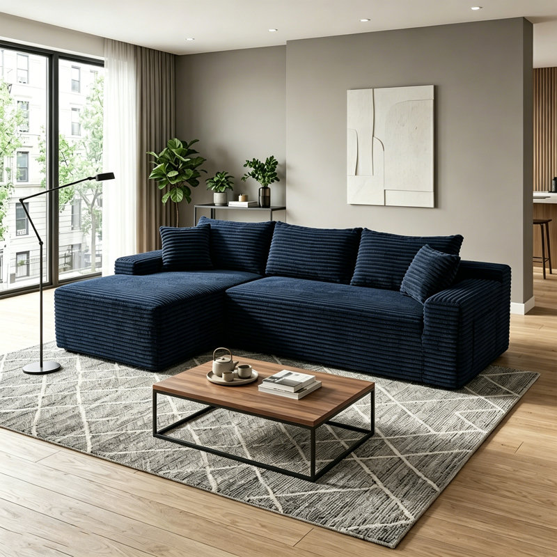 Canapé modulaire surdimensionné en L surdimensionné avec méridienne réversible et coussins décoratifs, sans assemblage